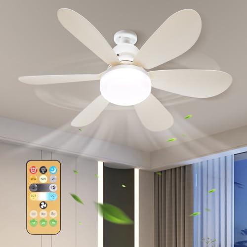 Ventilatore da Soffitto Con Luce e Telecomando, E27 Plafoniera Led Soffitto Super Silenziosa, Lampadario con Ventilatore da Soffitto, Velocità, Luminosità, Memoria, Tempistica