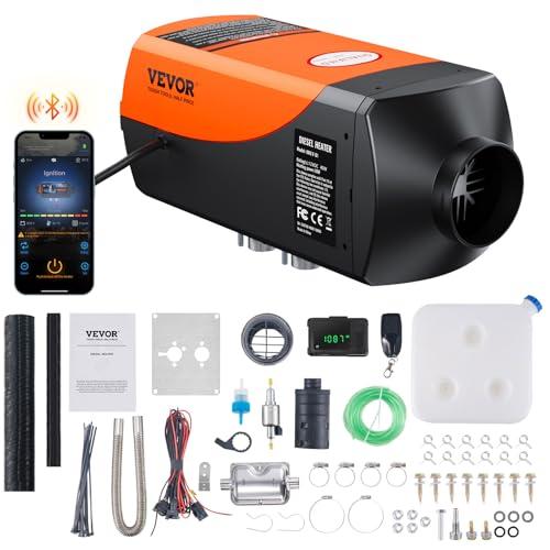 VEVOR Riscaldatore d'Aria Diesel per Auto Camper Camion RV 12V 2KW Temperatura Regolabile 8℃-36℃ Controllo Bluetooth, Riscaldatore da Parcheggio per Auto Consumo di Carburante 0,12-0,26L/h BTU 10-15m²