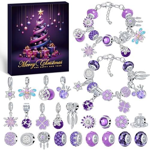 PITMT Calendario Avvento Gioielli 2025 Donna Bambina, Calendario Avvento Bracciale Adolescente Bambini Fai da Te, Calendari Avvento Braccialetti Regalini Sorprese Regalo di Natale per Ragazza Donna