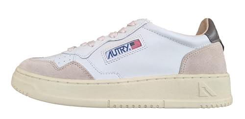 AUTRY Medalist Scarpe Sneakers in Pelle e camoscio AULM LS01 Bianco e Morel (Sistema Taglie Calzature EU, Adulto, Numero, Media, 44)