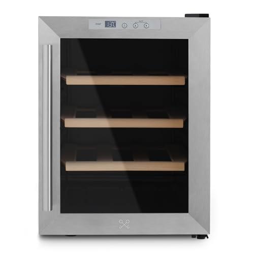 Les Petit Champs Cantinetta per vino CAVS12,12 bottiglie, 31L, porta in acciaio inossidabile, temperatura regolabile da 11°C a 18°C, sistema termoelettrico, illuminazione a LED, 3 ripiani