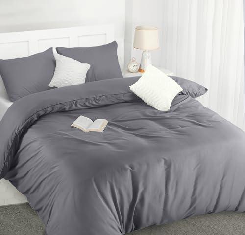 Utopia Bedding Copripiumino Matrimoniale - Microfibra Copripiumino 260x220cm + Federe 50x75cm - Grigio