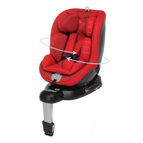 Foppapedretti Seggiolino Auto Logik I-Size, Seduta Girevole a 360°, per bambini da 40 a 105 cm di altezza, conforme ECE R129, Fissaggio Isofix, Poggiatesta a 13 altezze, Rosso