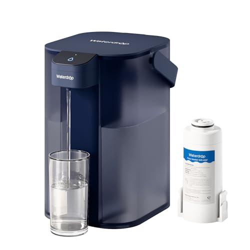 Waterdrop Filtro dell'acqua elettrico istantaneo, 3,5 l, 3 mesi, sistema di filtraggio dell'acqua potabile, riduce cloro, piombo, mercurio, PFAS, PFOA/PFOS, blu (non riduce TDS)