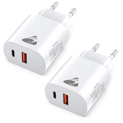 2 Pack Caricatore USB C, 20W Ricarica Rapido Presa Spina USBC Alimentatore Type C Multiplo Carica Batterie Caricabatterie Caricatore per iPhone 16 15 14 13 12 11 Pro Max Samsung S24 S23 iPad Cellulare