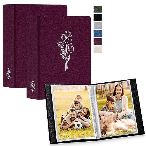 Lanpn Album Fotografico 13x18 100 con Tasche 2 Confezioni, Piccolo Biancheria Album Foto Portafoto Verticale Tascabile Tasca Viola
