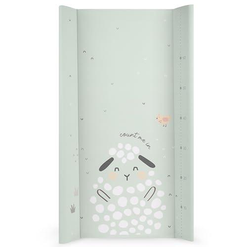 KikkaBoo Fasciatoio Portatile Neonato 80x50 cm SLEEPY SHEEP, Materassino Fasciatoio Impermeabile e Morbido in PVC, Verde