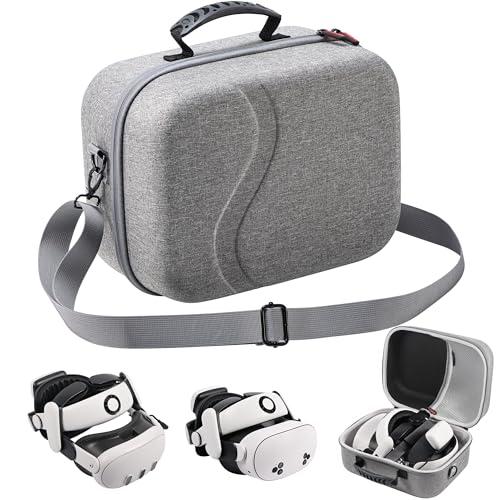 Grande custodia da trasporto per Meta Quest 3S/Quest 3, custodia da viaggio rigida compatibile con BOBOVR S3 Pro/KIWI Design Battery Head Strap, Quest 3S/3 Controller e accessori, borsa da viaggio