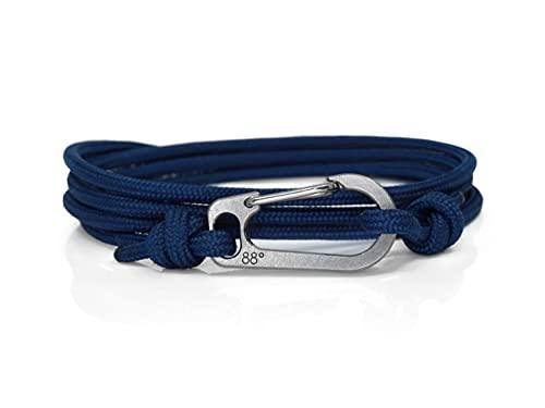 Braccialetto da arrampicata con moschettone in titanio, colore blu navy, realizzato a mano nel Regno Unito e regolabile
