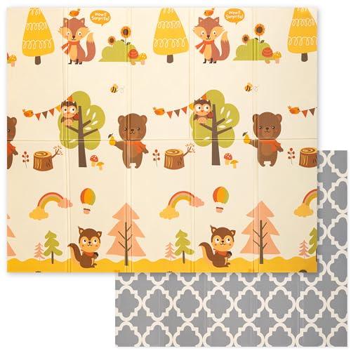 Tappeto Gioco Bambini Pieghevole Sweety Fox - Tappeto Gioco Neonato 150x180x1cm - Tappeto Bambini Reversibile, Impermeabile per Sviluppo Sensoriale in Schiuma - Tappeto Neonato