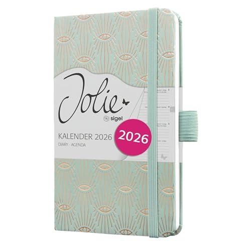 SIGEL J6356 Agenda settimanale Jolie 2026-1 anno - circa A6 - Mystic Aquamarin - 2 pagine = 1 settimana - copertina rigida - 80 g/m² - azzurro - 174 p. - certificazione FSC