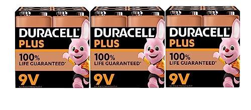 12X Duracell 9V Plus (3 Blister Da 4 Batterie) 12 Pile (6LR61/MN1604)