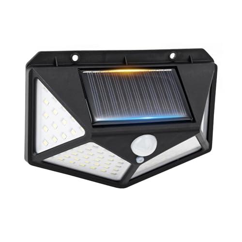 GRIFEMA Faretto LED da Esterno Solare con Sensore di Movimento, 100 LEDs, 3 Modalità, Angolo 270°, IP65, Batteria 800mAh, Lampada Solare da Giardino, GDK203