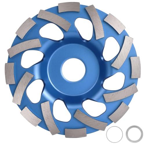 Adiwo Mola a Tazza Diamantata Disco Diamantato 125 x 22,23 mm, Disco Abrasivo Diamantato per levigare Cemento Mattoni Muratura Granito Pietra Intonaco Gesso Qualità Industriale (Blu)