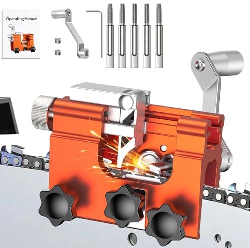 Affilatrice per motosega, portatile, a manovella, con 5 testine abrasive, per motosega, affiladenti, accessori per tutti i tipi di motoseghe