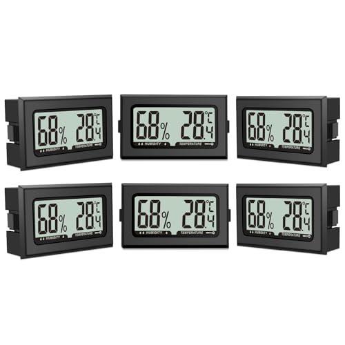 6 termometri, mini igrometro digitale con LCD, temperatura per interni, ufficio, soggiorno e cantina (batterie incluse)