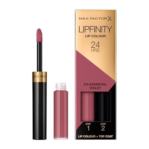 Max Factor, Lipfinity Lip Colour, Rossetto Lunga Durata E Gloss Idratante Con Applicazione Bifase, Nuance 310 Essential Violet, 2.3 Ml E 1.9 G
