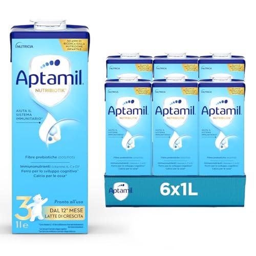 APTAMIL 3 - Latte di Crescita Liquido per Bambini dai 12 mesi, Pronto all'uso - Formato Convenienza da 6 litri (6x1L)