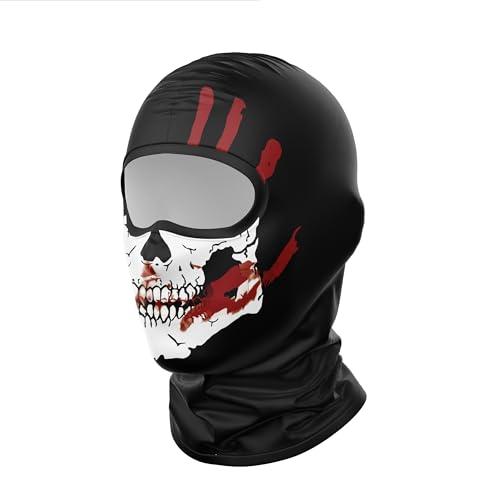 Maschera fantasma, passamontagna con teschio, traspirante, per softair, paintball, ciclismo, moto, festa di Halloween, QT-37
