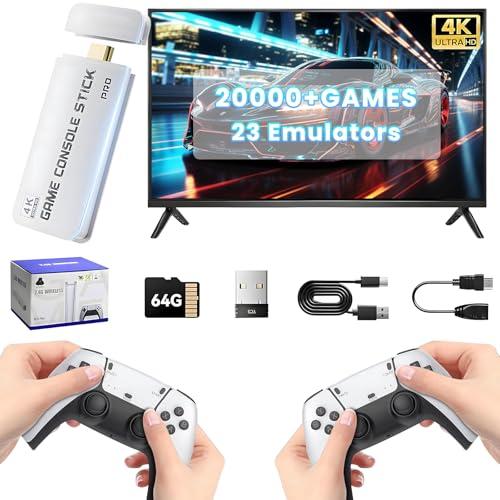 Ozvavzk Console di Gioco Retrò 2025 Migliorata M15 Retro Game Stick con 23 emulatori, oltre 20.000 giochi, 4K HDMI Plug and Play Video Game Stick con 2 Wireless Controller, Regali di Natale