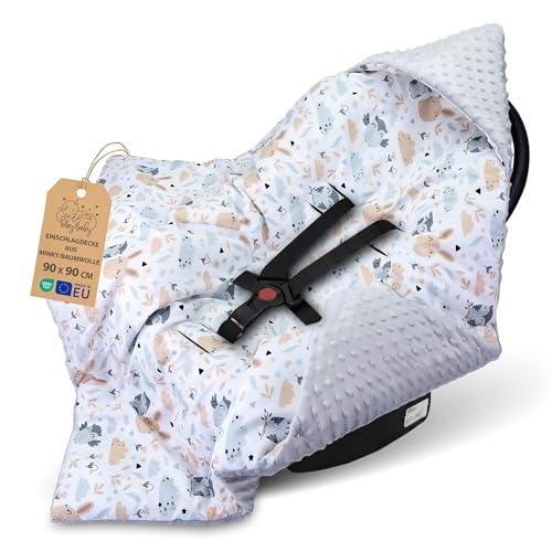 Sacco ovetto coperta invernale 90x90 cm - universale lavabile copertina per passeggino bebe per seggiolino auto bambino o swaddle neonato 0-6 mesi Oeko-Tex Gufo Grigio Chiaro
