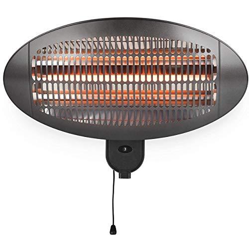 HOME It® | Stufa da Esterno a Infrarossi da Parete | 2000W | 3 Livelli di Potenza | Riscaldatore al Quarzo | IP34 Resistente agli Spruzzi | Con Cavo a Strappo