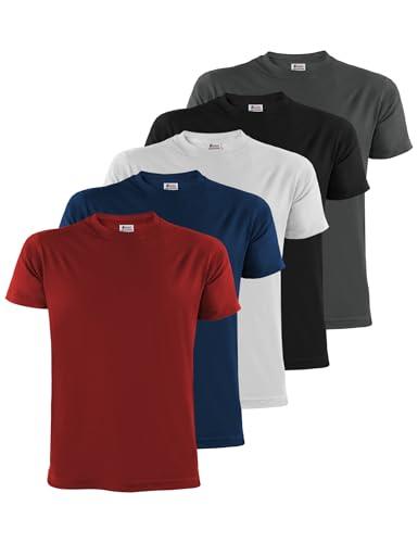 ALPIDEX T-Shirt Magliette da Uomo Confezione da 5 Girocollo 100% Cotone Manica Corta Basic Casual Tinta Unita S M L XL XXL 3XL 4XL 5XL, Taglia:M, Colore:Fire