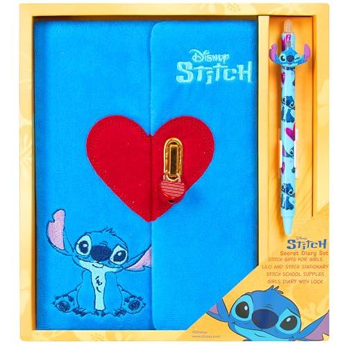 Disney Stitch A5 Diario con Lucchetto e Penna, Set Cancelleria - Regalo Bambina