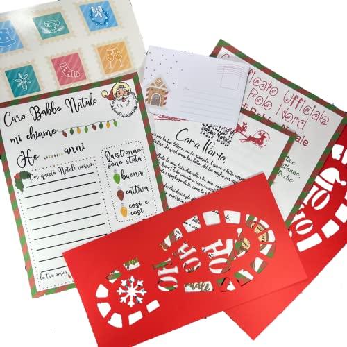 Kit di Babbo Natale per bambini personalizzato con nome letterina certificato bravo bambino lettere di risposta busta francobolli stencil impronte