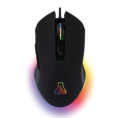 THE G-LAB Kult Helium USB Wired Gaming Mouse - Sensore ottico da 800 a 3200 DPI, retroilluminazione LED a 7 colori