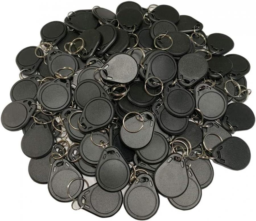 OBO HANDS (Confezione da 100) Impermeabile ABS 13.56 MHz ISO14443 A MF Classic 1K NFC RFID Token, RFID Keyfob,Tag RFID, nero