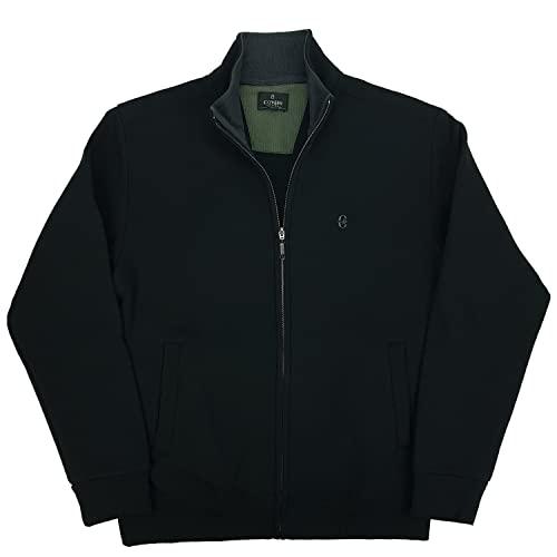 Coveri Felpa Uomo Aperta Senza Cappuccio Zip Intera Invernale Felpata con Tasche Pesante (L - Nera)