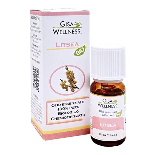 Gisa Wellness - LITSEA Olio Essenziale Bio 10ml - Aromaterapia Concentrazione Umore - 100% Puro Naturale Alimentare - Made in Italy