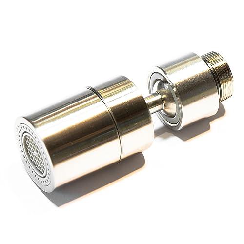BLUMKRAFT Aeratore in metallo nichel spazzolato compatibile con rubinetti IKEA M18.5, girevole a 360° e inclinazione di 80°, filtro integrato.