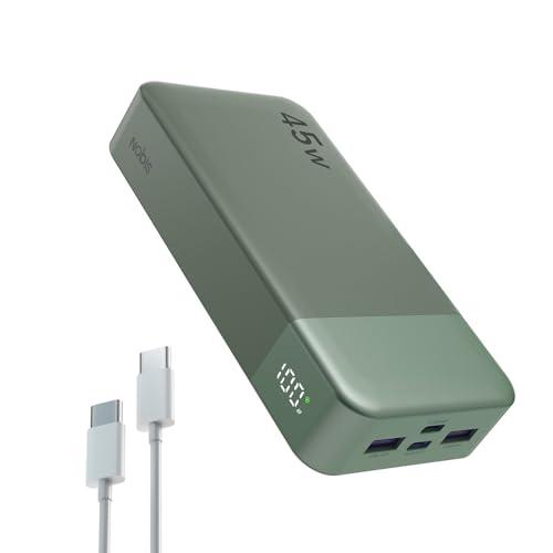NOBIS Power Bank 20000mAh Powerbank 45 W Fast Charging Caricatore Portatile USB C In & Out, 4 Ports Portable Charger with LED Digital Display, Compatible with Phone 17 S25 (Verde)