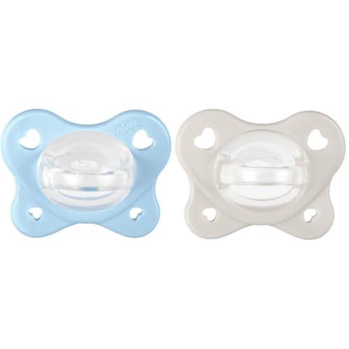 Chicco Gommotto Dual Soft, Ciuccio in Silicone 2-6 Mesi, Bicolore, Set di Gommotti con Doppia Morbidezza, Supportano la Respirazione e Favoriscono il Corretto Sviluppo della Bocca, 2 Pezzi, Bimbo