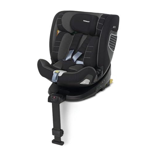 Foppapedretti Seggiolino Auto FP360 I-Size, Seduta Girevole a 360°, per bambini da 40 a 150 cm di altezza, 0-12 anni, conforme ECE R129, Fissaggio Dualfix (Isofix e non), Safe Body Protection, Nero