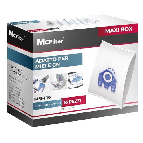 McFilter I 16 sacchetti per aspirapolvere compatibili con aspirapolvere Miele serie GN S2 S4 S5 S6 S8, Complete C2/C3, Classic C1 I incl. 8 filtri I MAXI BOX