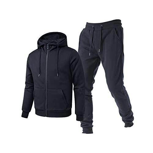 TONY BACKER Tuta Uomo In Pile Sportiva Con Chiusura Zip Completo Tuta In Casa (IT, Testo, L, Regular, Regular, BLU-63)