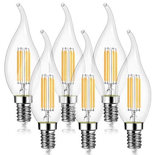EXTRASTAR Lampadina Filamento LED Fiamma, Attacco E14, Giallo caldo, Confezione da 10 Pezzi