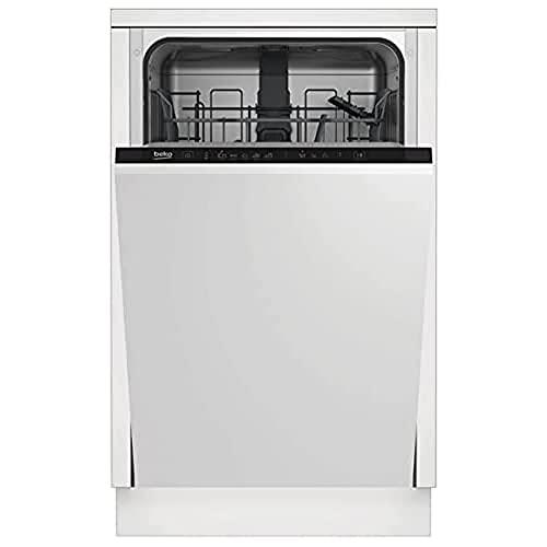 Beko - DIS28023, Lavastoviglie da incasso, 10 coperti, A++, compatta (45 cm), LCD, freddo, caldo, aria calda, 10 coperti Nero/Bianco