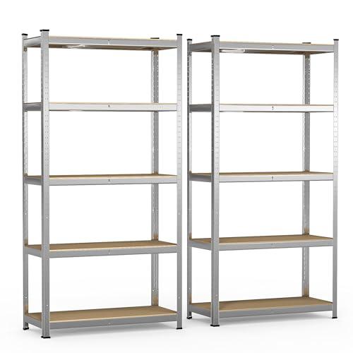 VOUNOT® Set di 2 Scaffale Metallo Garage 90x40x180 cm, Scaffali Carichi Pesante, Scaffalature a 5 Ripiani Capacità 875 kg, per Officina, Magazzino, Ufficio