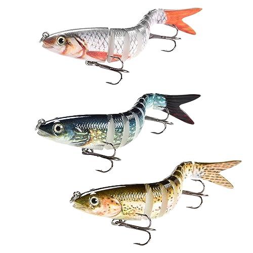 3 Pezzi Esca da Pesca Bionica,Fishing Swimbait Set,Pesca a più Sezioni Dura con Ganci,per Diversi Tipi Pesce