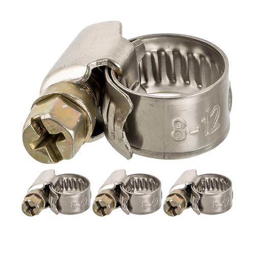 Fascette stringitubo professionali con vite senza fine, campo di serraggio 8-12 mm, 4 pz in acciaio inox W2, con impronta a croce, banda larga 9 mm, fascetta per tubo lavastoviglie