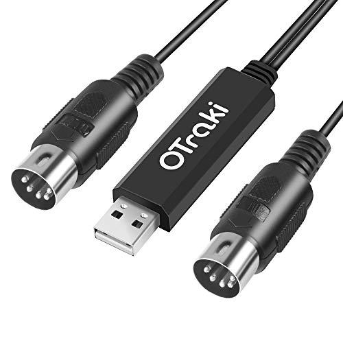 OTraki Cavo Midi USB Interfaccia Converter 5 PIN In Out Midi to USB Adapter Connettore Compatibile per Keyboard Tastiera Strumento a Telefono PC Laptop Music Studio (3M)