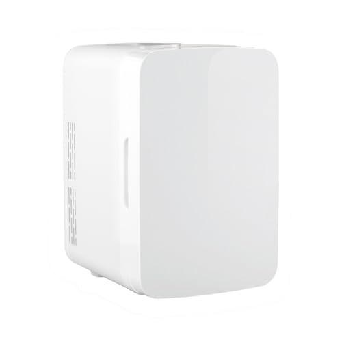 YASHE Mini Frigorifero, 10 Litri/12 Lattine Frigorifero per la Cura della Pelle per Camera da Letto, 110V AC/12V DC Termoelettrico Refrigeratore e Scaldavivande per Bevande, Ufficio, Auto, Bianco