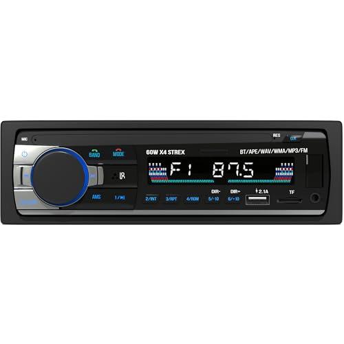 Strex Autoradio con Bluetooth per tutti i veicoli – USB, AUX e vivavoce – Telecomando – Autoradio One DIN con microfono integrato