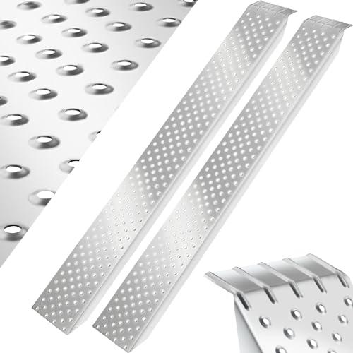 tectake® Set di 2 Rampe di Carico, Antiscivolo, in Acciaio Zincato, Resistente alla Corrosione, Carico Massimo 400 kg, Lunghezza Complessiva Grande, Versatile, Facile da Trasportare e Pulire - 160 cm