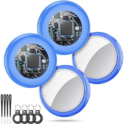 Tukio Air Tracker Tags 4 Pack Blu, Smart Air Tracker Localizzatore Funziona con Apple Dov'è App (solo iOS),5.3 Bluetooth Tracker Trova Oggetti per Chiavi,Bagagli,Valigie, Air Tag Batteria Sostituibile
