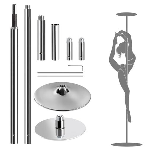 Palo Pole Dance Professionale da 45mm in Acciaio con modalità Statica e Girevole Palo da Ballo Regolabile in Altezza per Esercizi Fitness